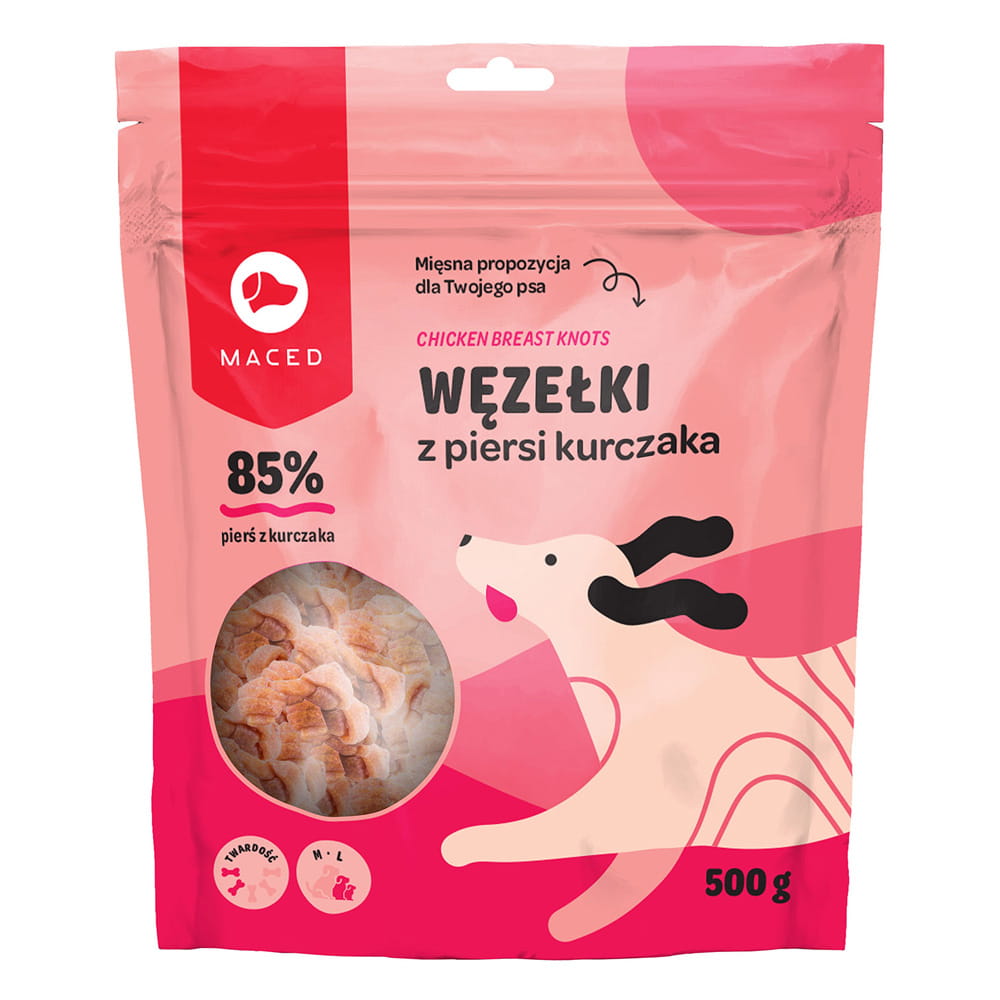 Maced przysmak psa miękki węzeł kurczak 6cm 500g